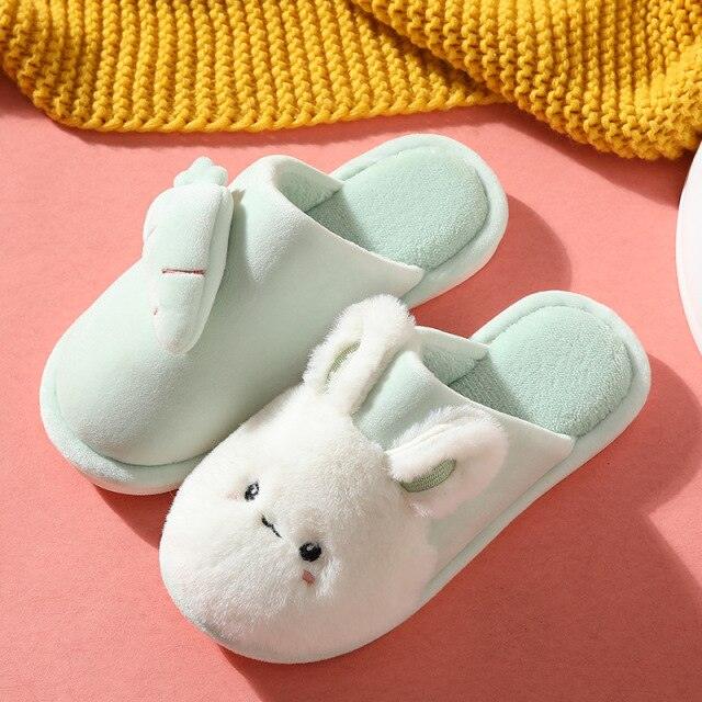 Plush Memory Foam Winter House Slippers - Soft Fuzzy Rabbit Slides