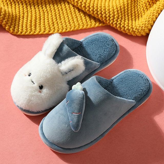 Plush Memory Foam Winter House Slippers - Soft Fuzzy Rabbit Slides