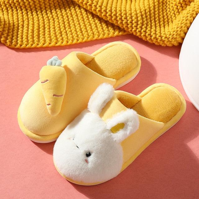 Plush Memory Foam Winter House Slippers - Soft Fuzzy Rabbit Slides