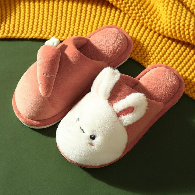 Plush Memory Foam Winter House Slippers - Soft Fuzzy Rabbit Slides
