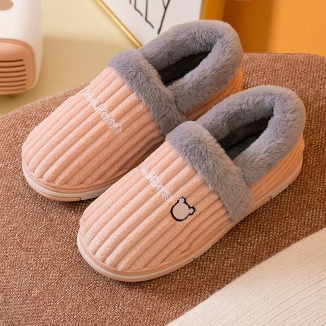 Plush Memory Foam Winter Slippers - Thick Sole Anti-Slip House Shoes