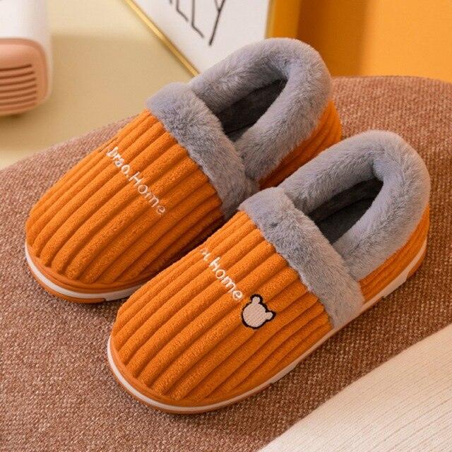 Plush Memory Foam Winter Slippers - Thick Sole Anti-Slip House Shoes