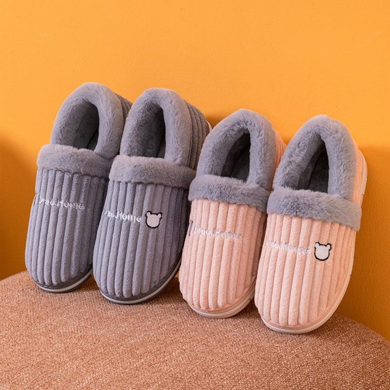 Plush Memory Foam Winter Slippers - Thick Sole Anti-Slip House Shoes
