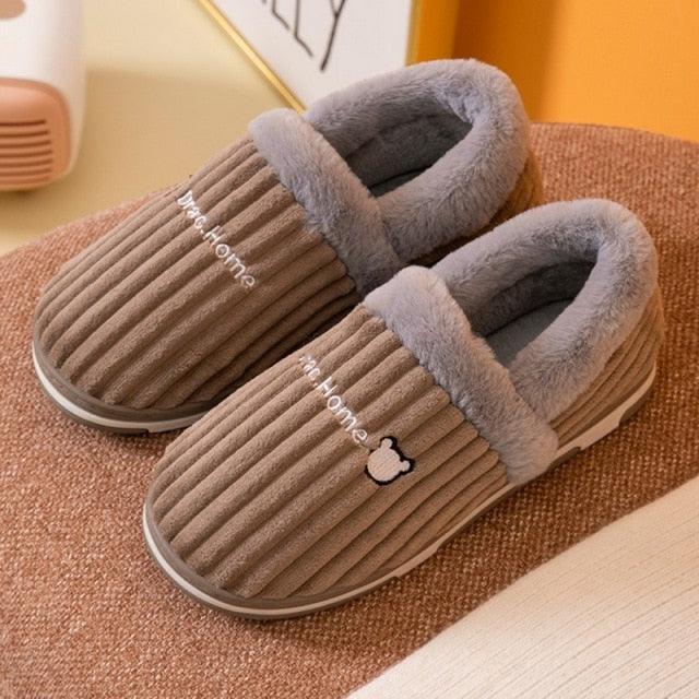Plush Memory Foam Winter Slippers - Thick Sole Anti-Slip House Shoes