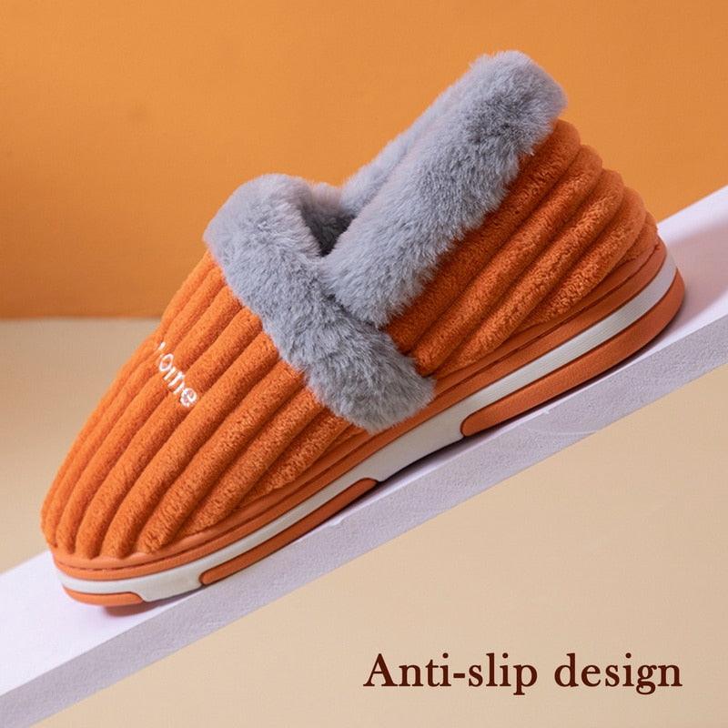 Plush Memory Foam Winter Slippers - Thick Sole Anti-Slip House Shoes
