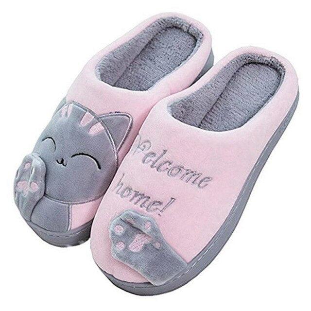 Plush Cat Animal Indoor House Slippers with Memory Foam Comfort