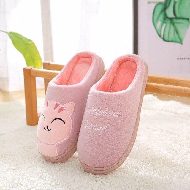 Plush Cat Animal Indoor House Slippers with Memory Foam Comfort