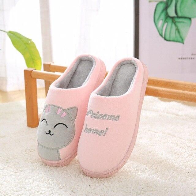 Plush Cat Animal Indoor House Slippers with Memory Foam Comfort