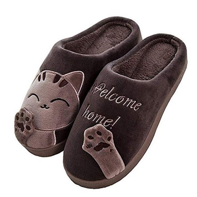 Plush Cat Animal Indoor House Slippers with Memory Foam Comfort