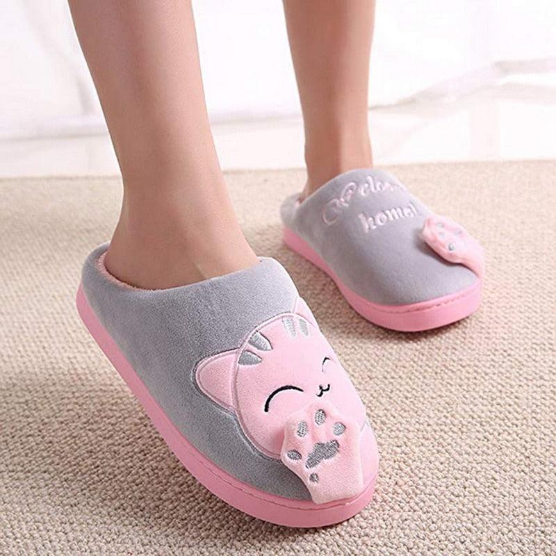 Plush Cat Animal Indoor House Slippers with Memory Foam Comfort