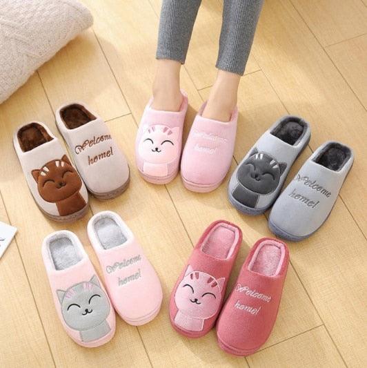 Plush Cat Animal Indoor House Slippers with Memory Foam Comfort