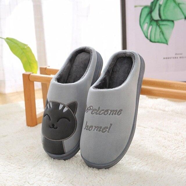 Plush Cat Animal Indoor House Slippers with Memory Foam Comfort