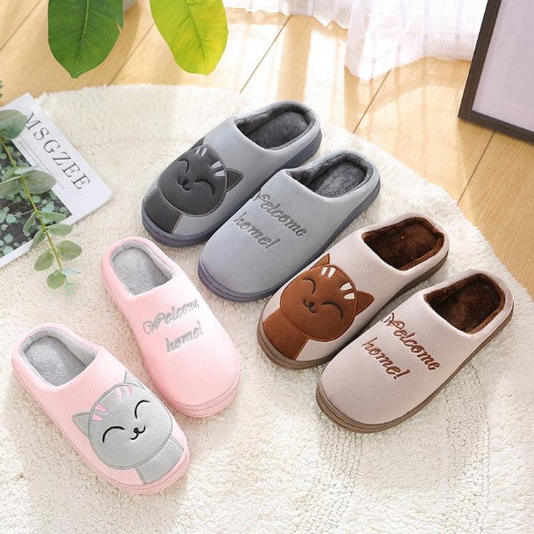 Plush Cat Animal Indoor House Slippers with Memory Foam Comfort