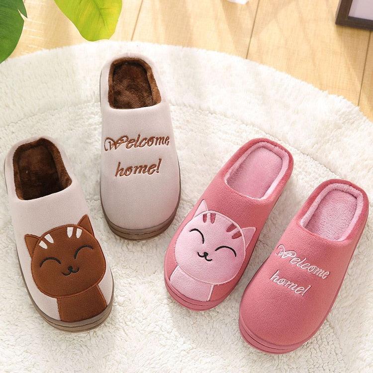 Plush Cat Animal Indoor House Slippers with Memory Foam Comfort