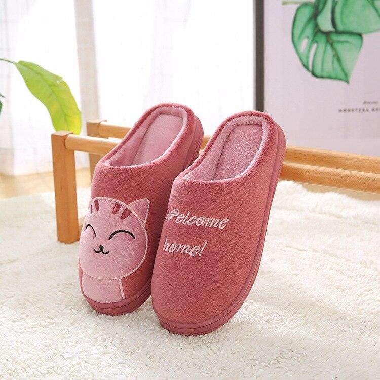 Plush Cat Animal Indoor House Slippers with Memory Foam Comfort