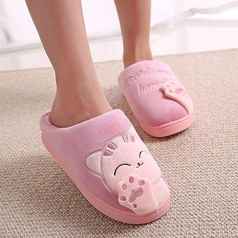 Plush Cat Animal Indoor House Slippers with Memory Foam Comfort