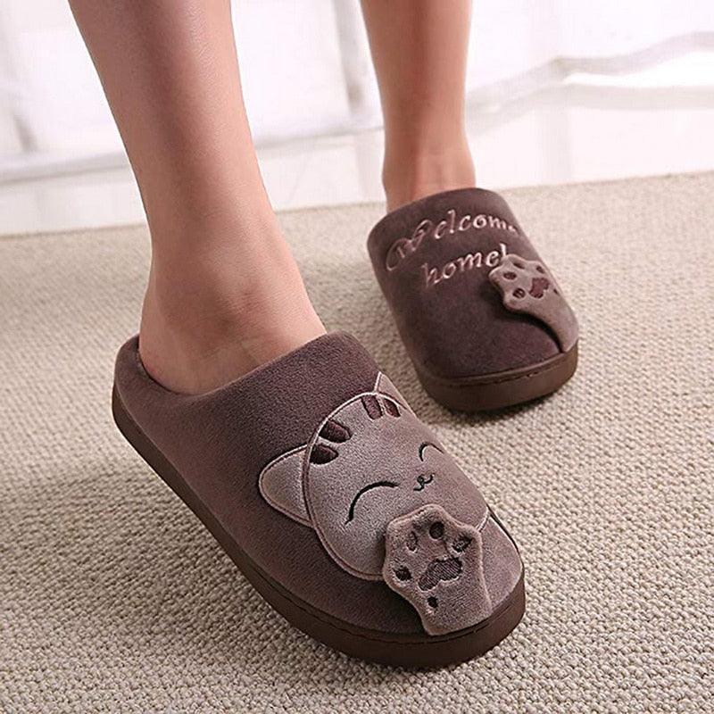 Plush Cat Animal Indoor House Slippers with Memory Foam Comfort