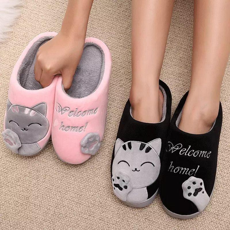 Plush Cat Animal Indoor House Slippers with Memory Foam Comfort