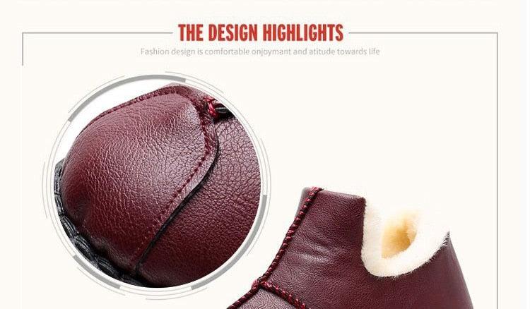 Waterproof Plush Fur Lined Winter Booties Non-Slip Platform Shoes