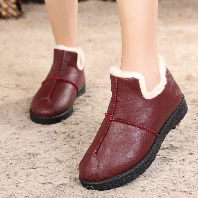 Waterproof Plush Fur Lined Winter Booties Non-Slip Platform Shoes