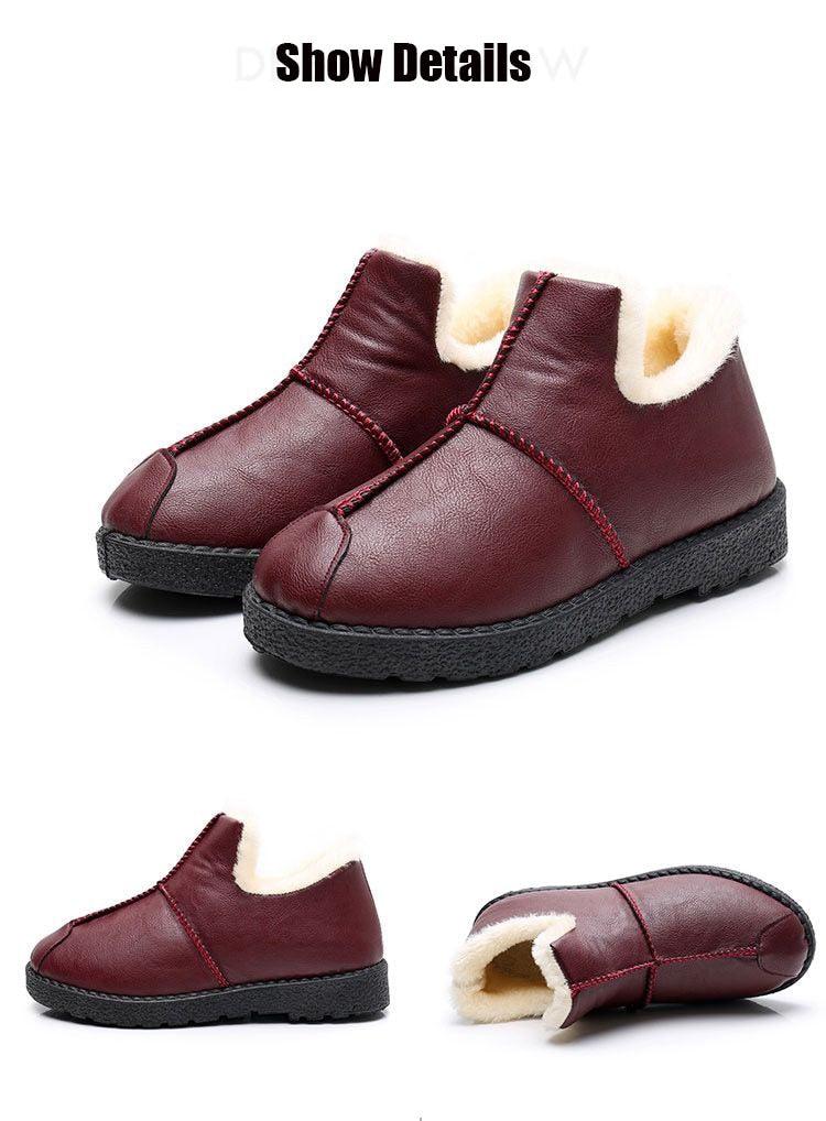Waterproof Plush Fur Lined Winter Booties Non-Slip Platform Shoes