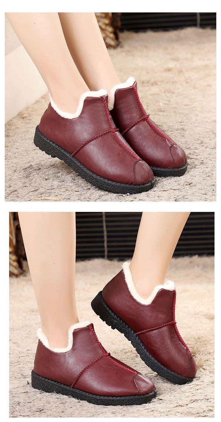 Waterproof Plush Fur Lined Winter Booties Non-Slip Platform Shoes
