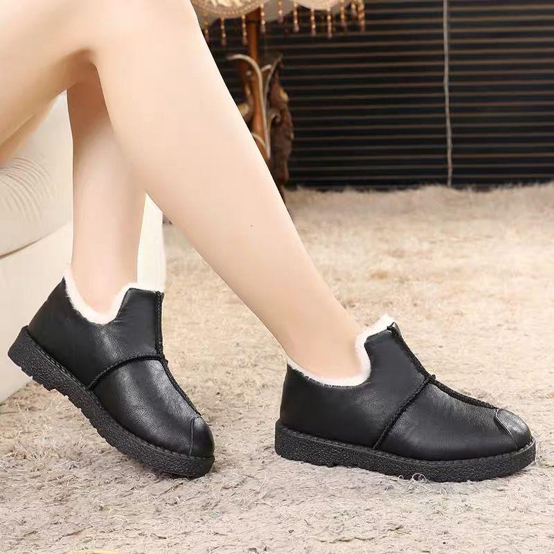 Waterproof Plush Fur Lined Winter Booties Non-Slip Platform Shoes