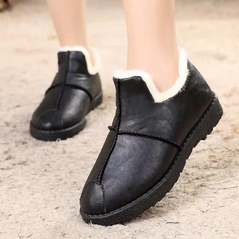 Waterproof Plush Fur Lined Winter Booties Non-Slip Platform Shoes