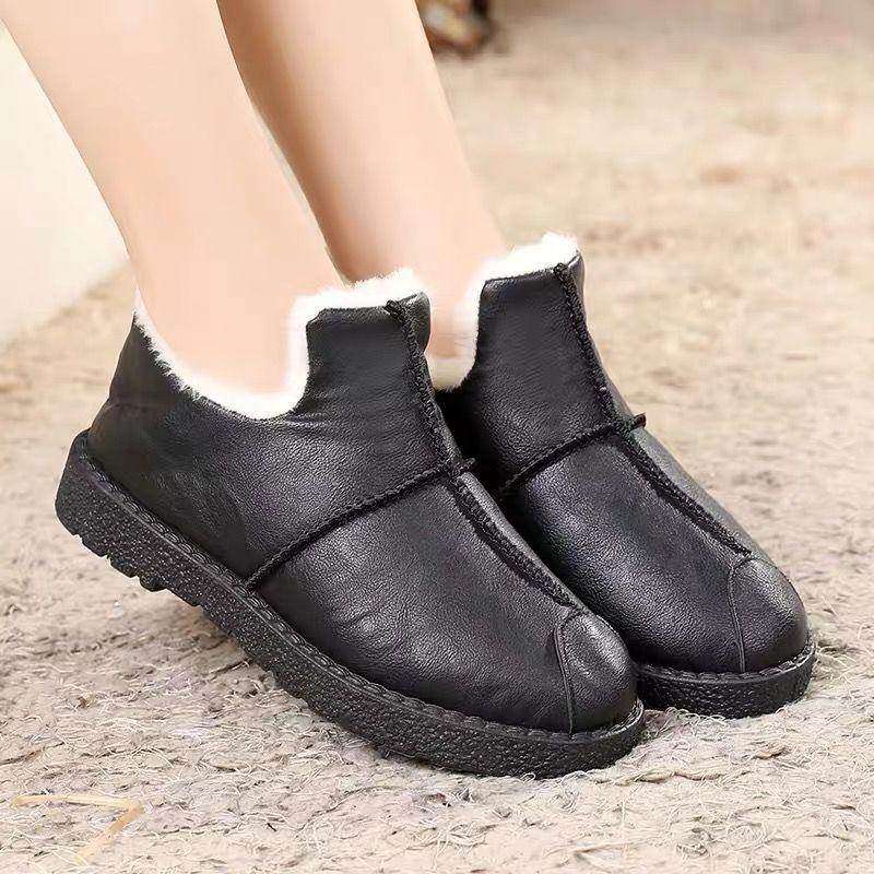Waterproof Plush Fur Lined Winter Booties Non-Slip Platform Shoes