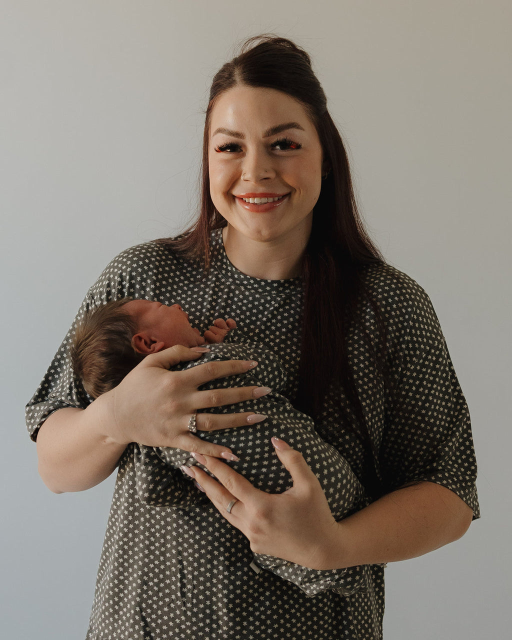 Women's Boxy Tee Lounge Set | Green Flowers