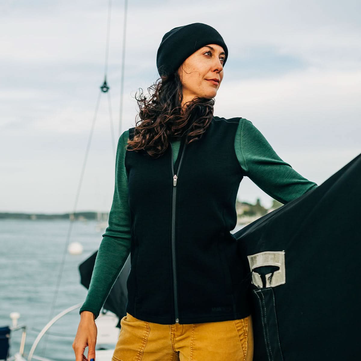 Women's 100% Merino Wool Heavyweight Vest - Sporty Zip-Up Layer