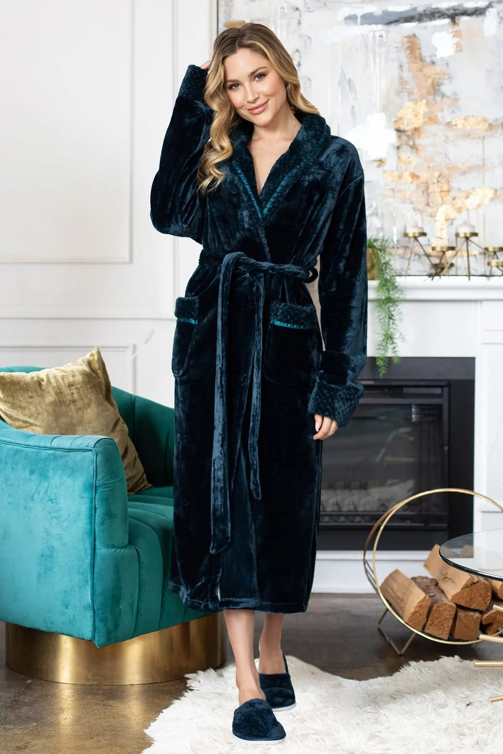 Women's Ultra Soft Plush Bathrobe - Cozy Loungewear Spa Robe - Image 43