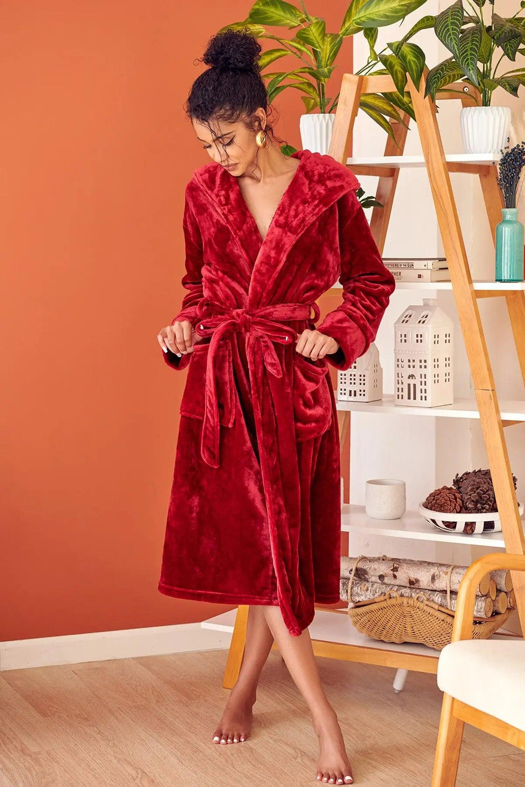 Women’s Plush Hooded Robe – Soft Spa-Worthy Loungewear - Image 34