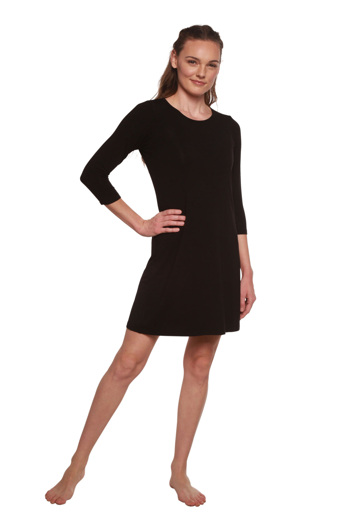 Women's A-Line Black Dress Bamboo Viscose