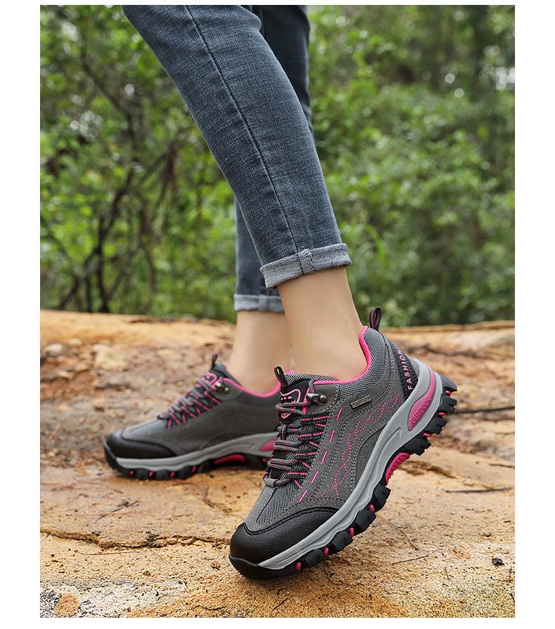 Women's Leather Hiking Boots, Anti-Slip Ankle Shoes for Winter