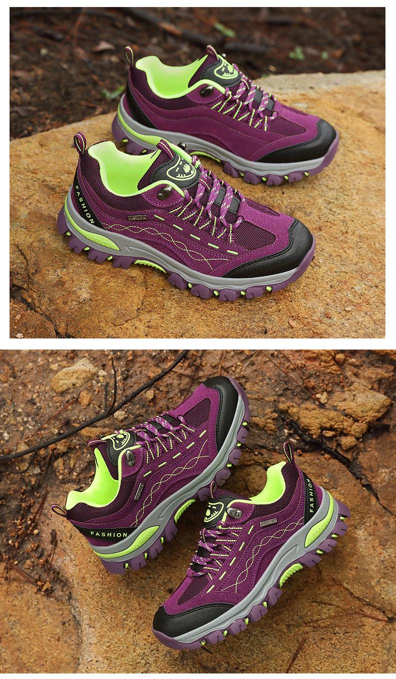 Women's Leather Hiking Boots, Anti-Slip Ankle Shoes for Winter