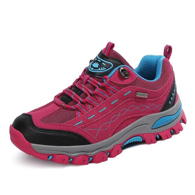 Women's Leather Hiking Boots, Anti-Slip Ankle Shoes for Winter