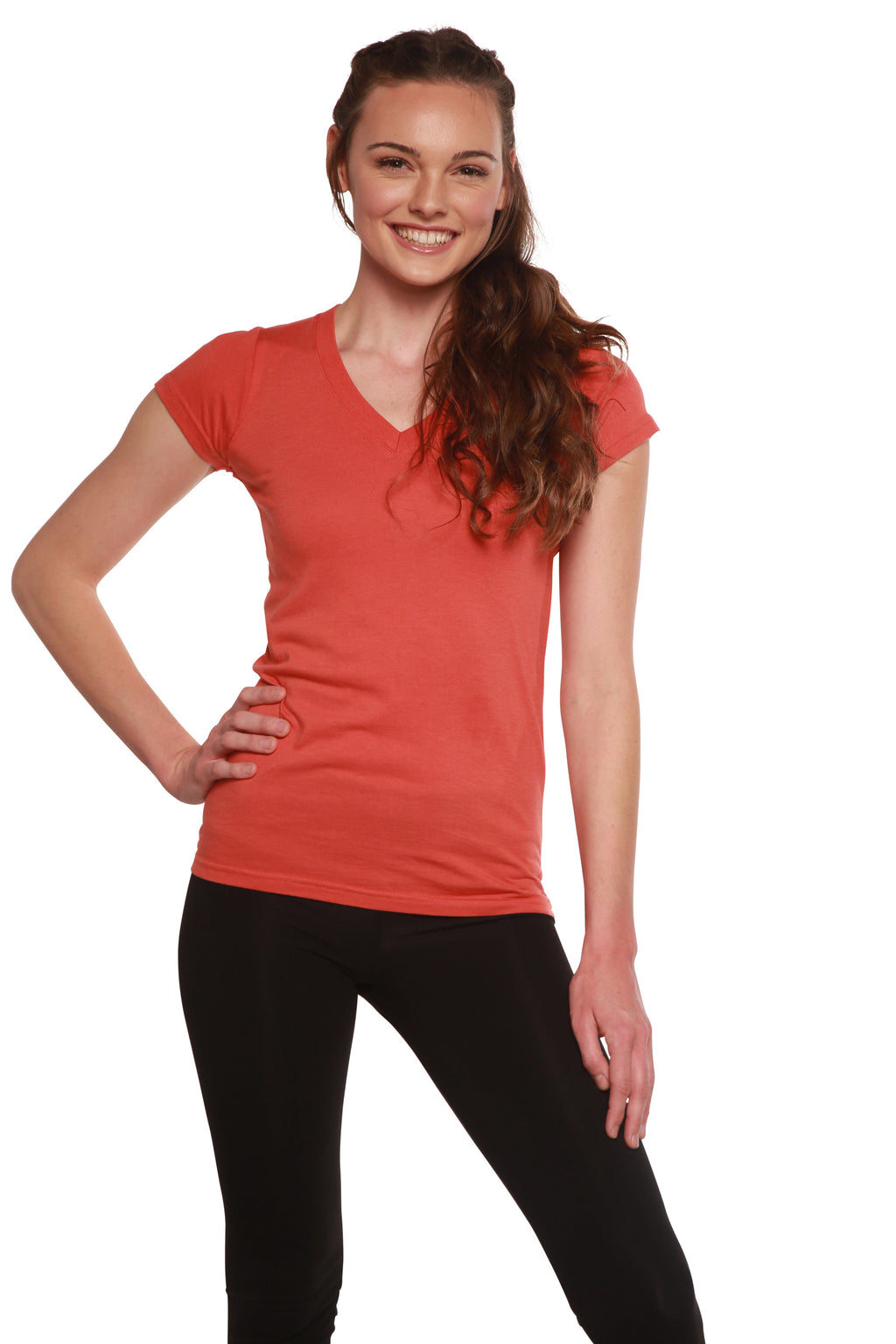 Women's Bamboo Viscose V-Neck Cap Sleeve T-Shirt