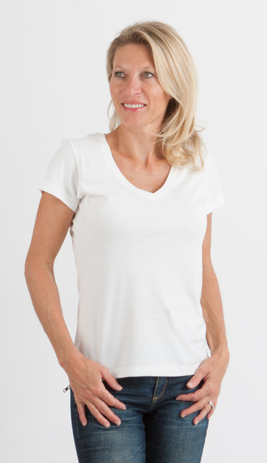 Women's Bamboo Viscose V-Neck Cap Sleeve T-Shirt