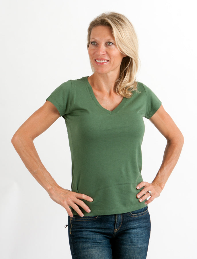 Women's Bamboo Viscose V-Neck Cap Sleeve T-Shirt