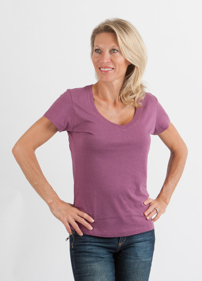 Women's Bamboo Viscose V-Neck Cap Sleeve T-Shirt