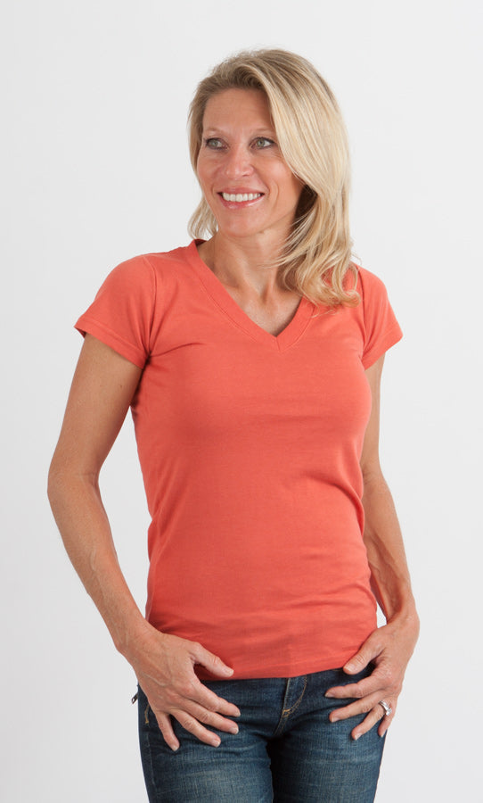 Women's Bamboo Viscose V-Neck Cap Sleeve T-Shirt