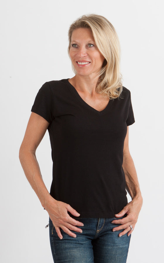 Women's Bamboo Viscose V-Neck Cap Sleeve T-Shirt