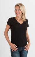 Women's Bamboo Viscose V-Neck Cap Sleeve T-Shirt