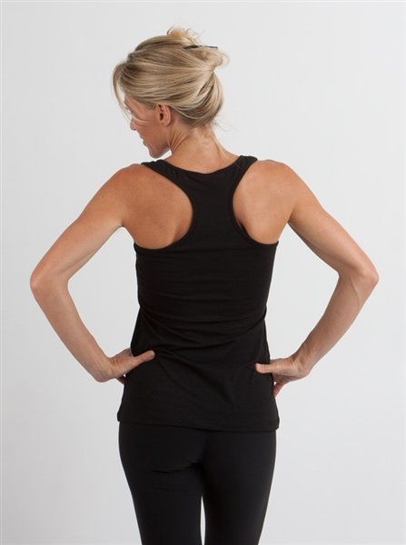 Women's Bamboo Cotton Racer Back Tank Top - Black & Red