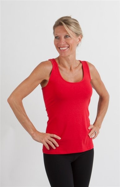 Women's Bamboo Cotton Racer Back Tank Top - Black & Red
