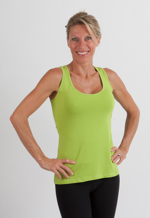 Women's Bamboo Cotton Racer Back Tank Top - Black & Red