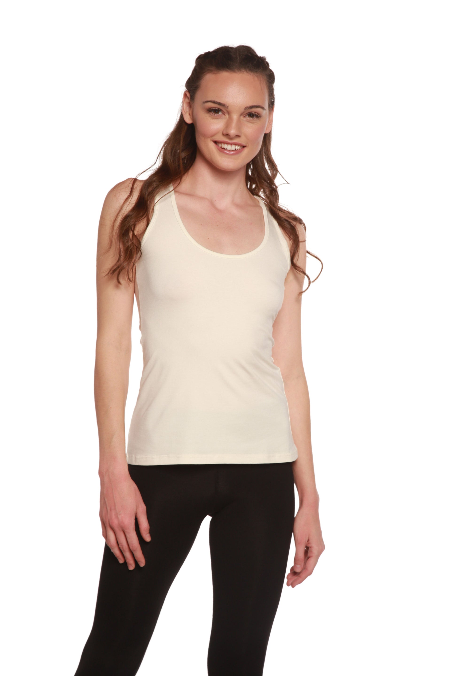 Women's Bamboo Cotton Racer Back Tank Top - Black & Red