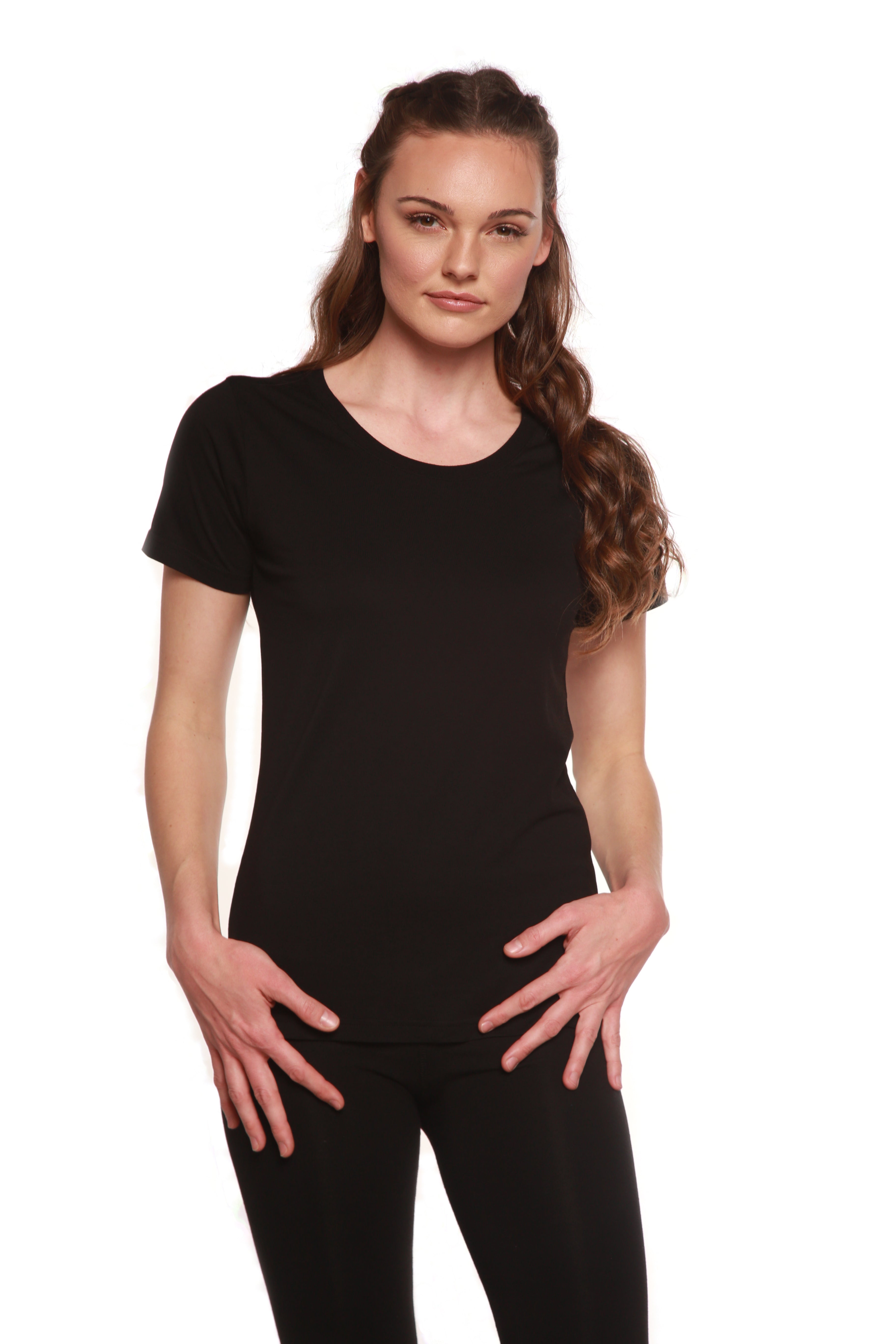 Women's Bamboo Cotton Scoop Neck T-Shirt Short Sleeve