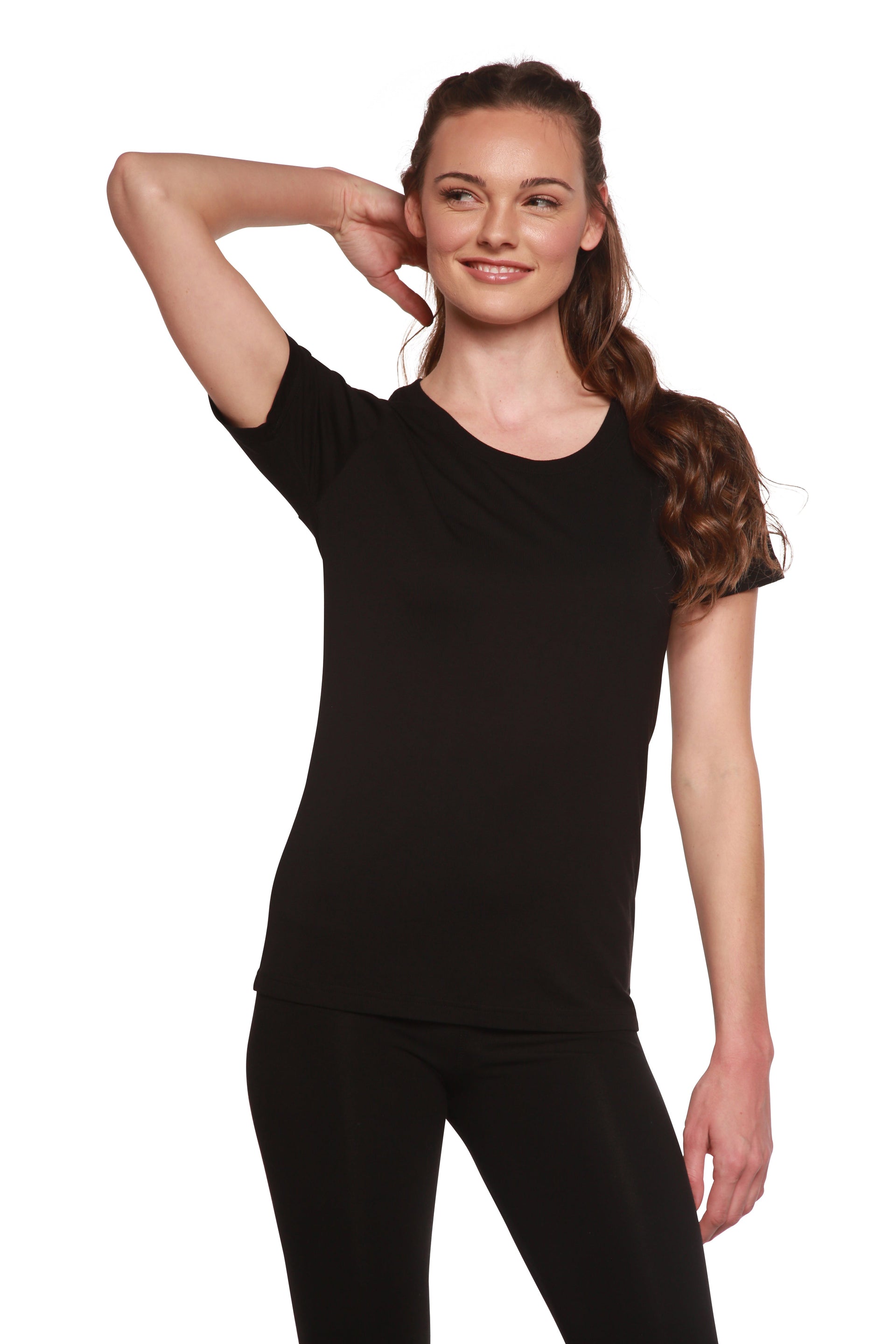 Women's Bamboo Cotton Scoop Neck T-Shirt Short Sleeve